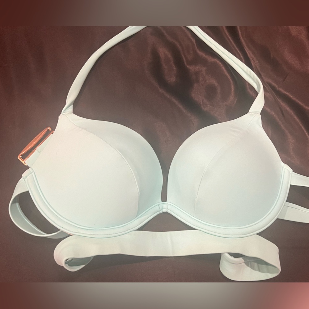 Victorias Secret Bikini Top 34B Hottie Halter Pushup Padded turquoise